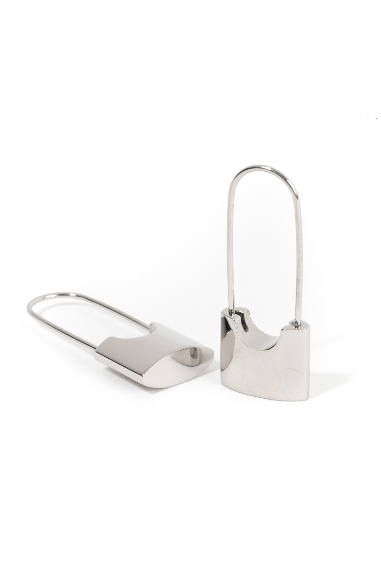 Cercei lacat din otel inoxidabil, design minimalist, Mosselle, argintiu, 3 cm