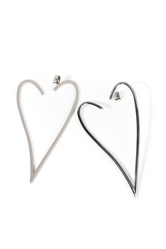 Cercei inima din otel inoxidabil placat cu aur alb 18K, design minimalist, Mosselle, argintiu, 4.6 cm Cercei inima din otel inoxidabil placat cu aur alb 18K, design minimalist, Mosselle, argintiu, 4.6 cm