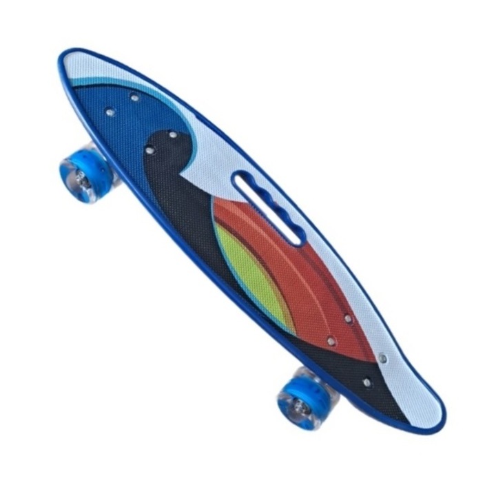 Преносим Penny Board със силиконови колела и LED светлини, 58 см, многоцветен, модел А