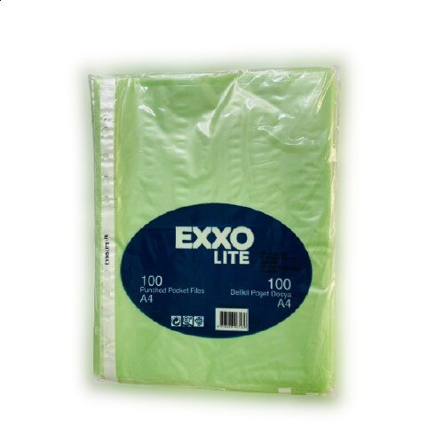 Set folii de protectie A4, 40 microni, 100 buc, verde deschis transparent, Exxo
