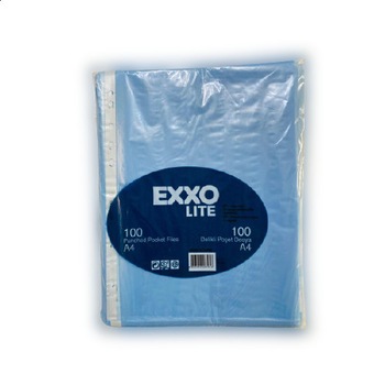 Set folii de protectie A4, 40 microni, 100 buc, albastru deschis transparent, Exxo Set folii de protectie A4, 40 microni, 100 buc, albastru deschis transparent, Exxo