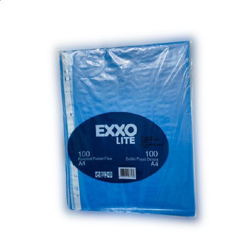 Set folii de protectie A4, 40 microni, 100 buc, albastru transparent, Exxo