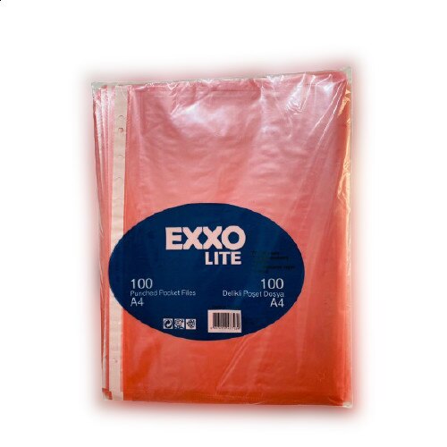 Set folii de protectie A4, 40 microni, 100 buc, rosu transparent, Exxo