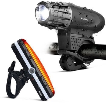 Set de lumini de bicicleta reincarcabile USB, Kosiil, 300 lm, LED faruri fata/spate, Negru Set de lumini de bicicleta reincarcabile USB, Kosiil, 300 lm, LED faruri fata/spate, Negru