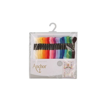 Set ata Mouline Anchor, 18 jurubite multicolore cu un model inclus, % fir de bumbac egiptean, Anchor Set ata Mouline Anchor, 18 jurubite multicolore cu un model inclus, % fir de bumbac egiptean, Anchor