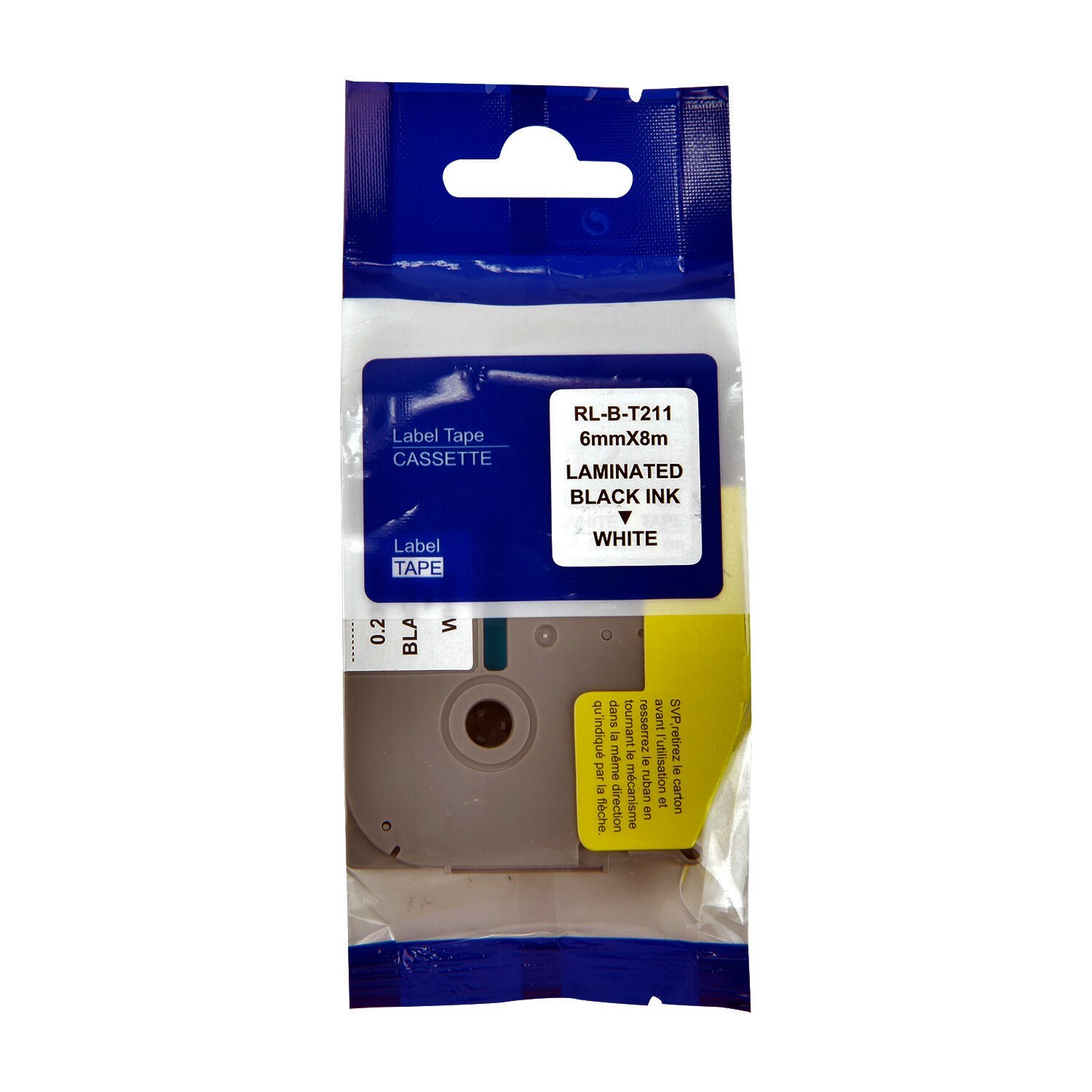 Banda Etichete ECO BOX compatibil cu Brother TZE-211, 6mm x 8 m, black on white