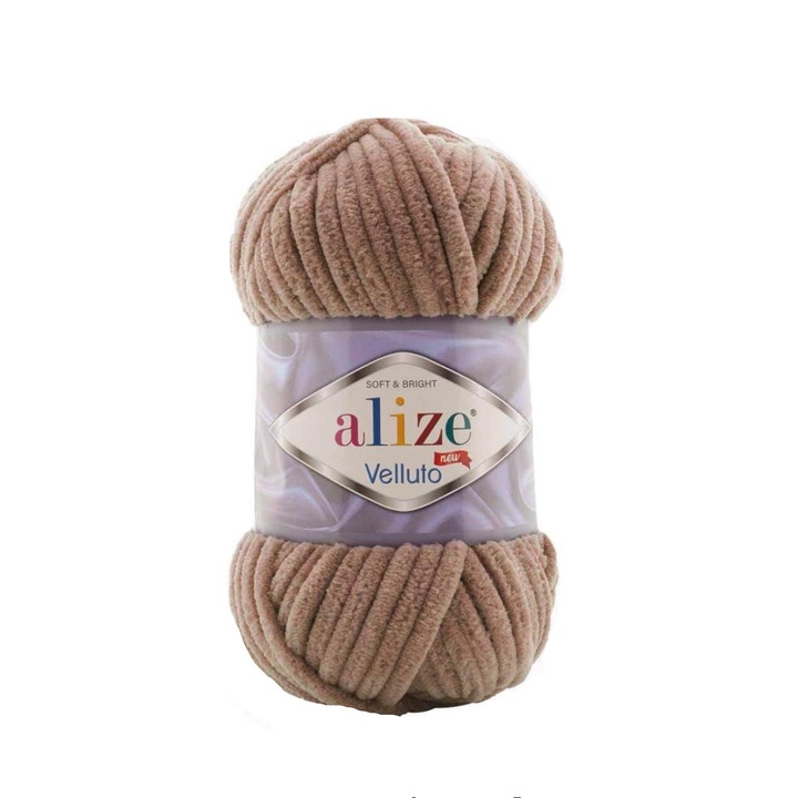Fir Textil Alize Velluto 329, pentru crosetat si tricotat, acril, bej, 68 m