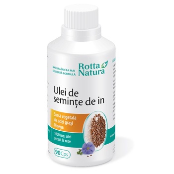 Supliment alimentar Ulei seminte de in Rotta Natura, 90 capsule Supliment alimentar Ulei seminte de in Rotta Natura, 90 capsule