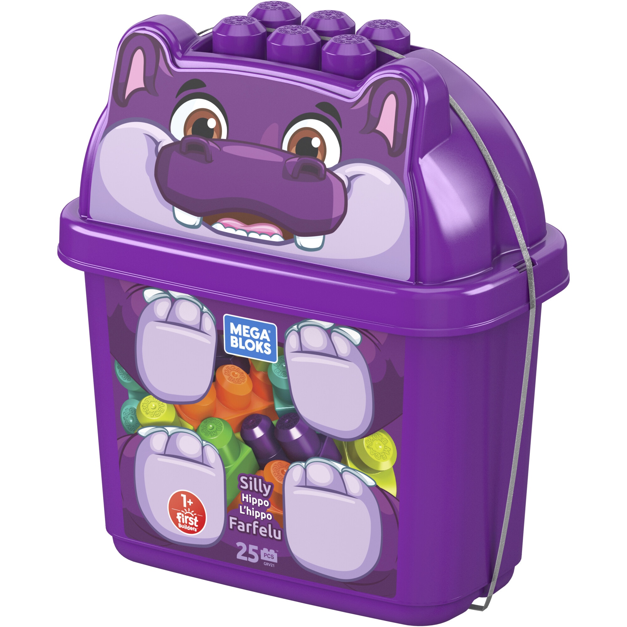 Set de constructie Mega Bloks - Hipopotam, 25 piese