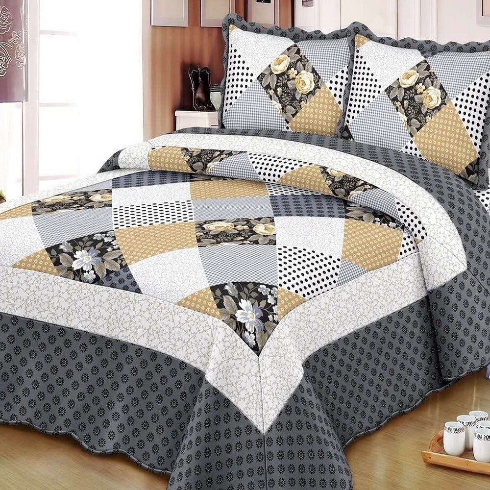 Set cuvertura matlasata si 2 fete de perna, 210 x 230 cm, pat dublu, Casa de Vis, P035