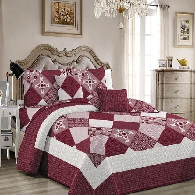 Set cuvertura matlasata si 2 fete de perna, 210 x 230 cm, pat dublu, Casa de Vis, P044