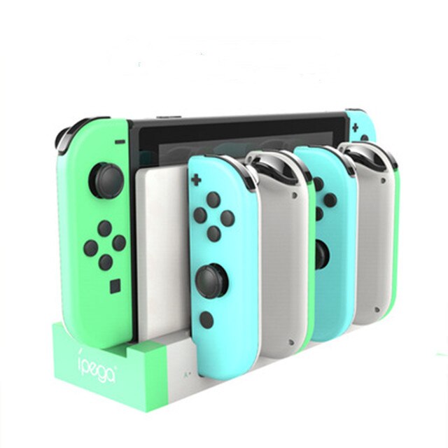 Incarcator pentru controlerele Nintendo Switch Joy Cons, Swissant, 4 sloturi, Alb
