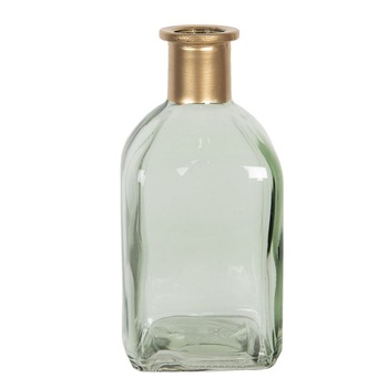Vaza pentru flori din sticla verde aurie 6 cm x 6 cm x 13 h Vaza pentru flori din sticla verde aurie 6 cm x 6 cm x 13 h