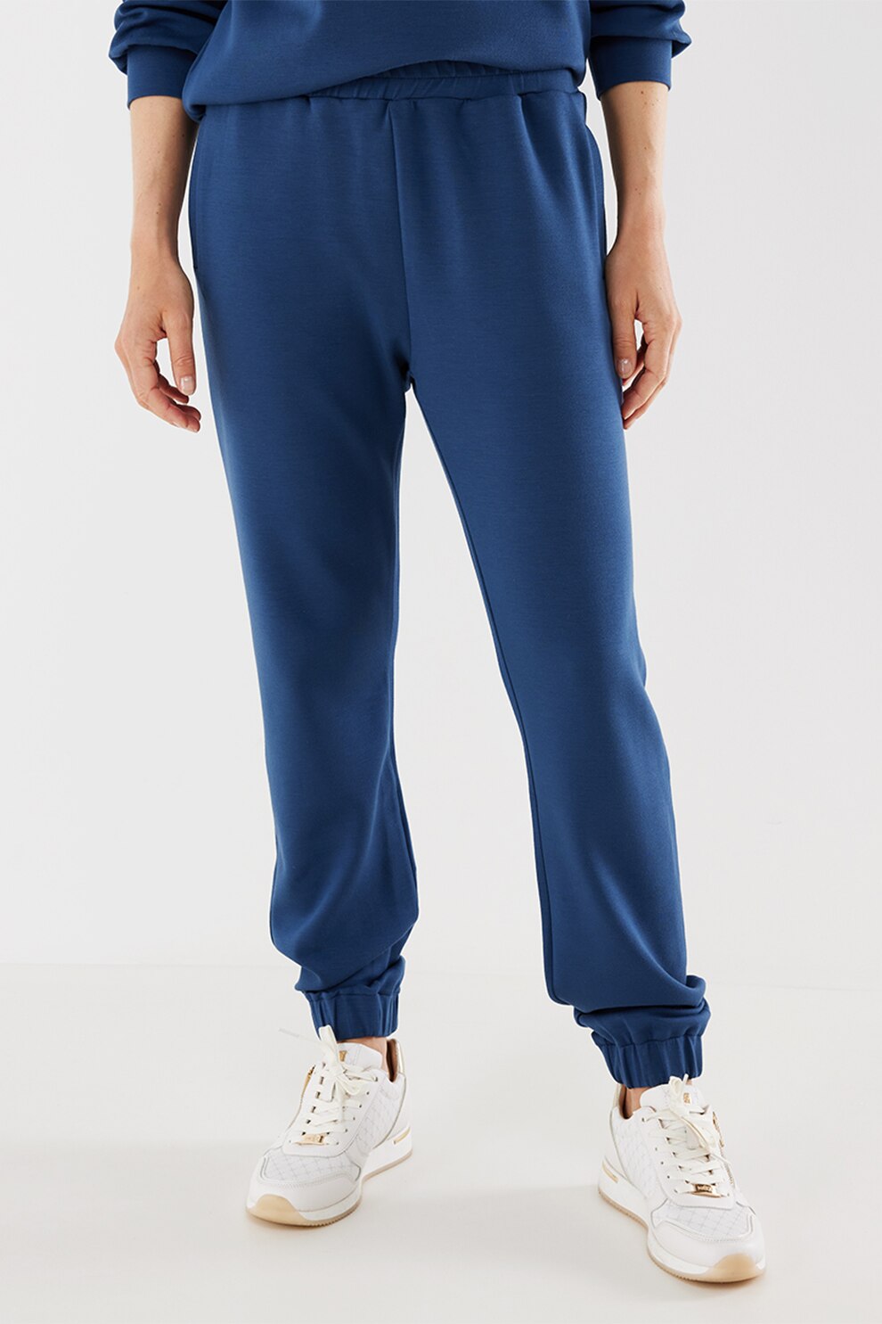 Mexx, Pantaloni sport cu talie elastica, Albastru inchis