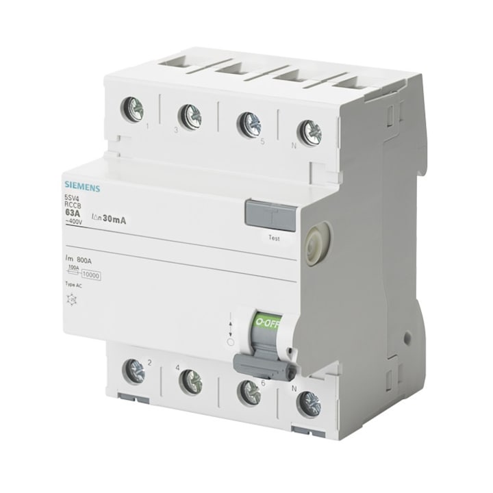 Siguranta automata cu diferential, RCCB, Siemens, 4P, 25 A, 30 mA, 400 V