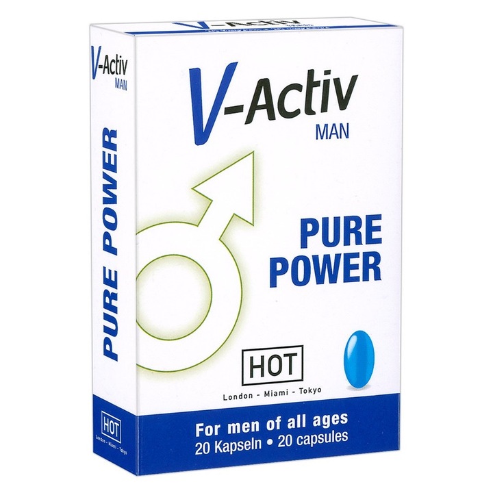 Capsule erectie puternica, Hot V-Activ Man Pure Power, pentru barbati, 20 capsule