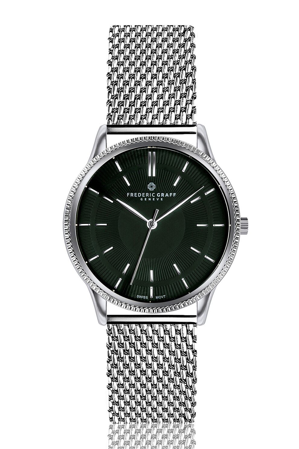 Frederic Graff, Ceas cu bratara din otel inoxidabil cu model plasa, Argintiu/Negru
