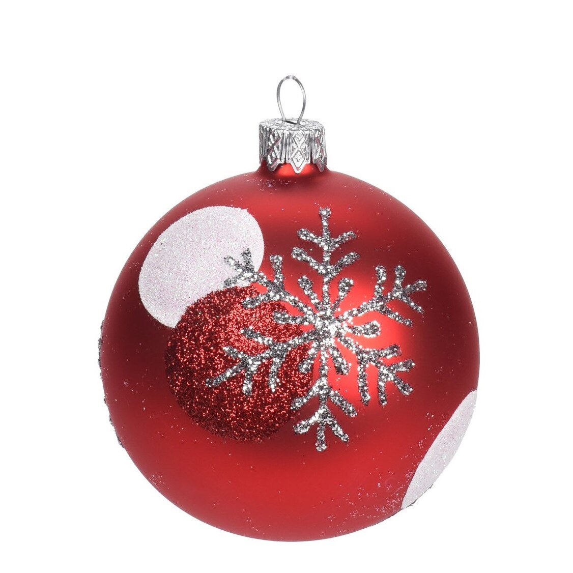 Glob de sticla, rosu, cu model, 10 cm