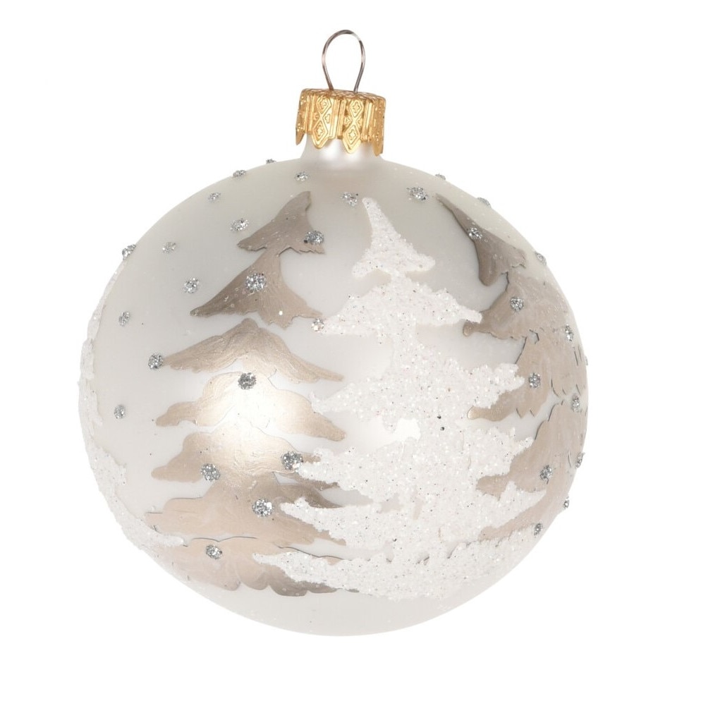 Glob de sticla, model brad, crem, 10 cm