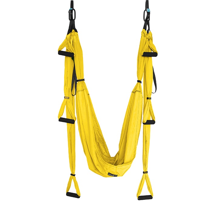 Хамак за въздушна йога, Люлка за йога флай, Аеро йога, 2 метра широчина, Жълто