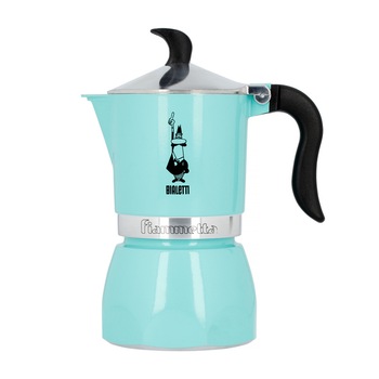 Espressor pentru aragaz, Bialetti Fiammetta, Turcoaz, Aluminiu, 3 Cesti Espressor pentru aragaz, Bialetti Fiammetta, Turcoaz, Aluminiu, 3 Cesti