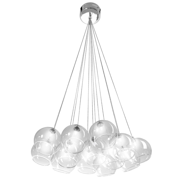 Lustra 8 surse de iluminare G 4, Otel, Argintiu, 530x1000 mm