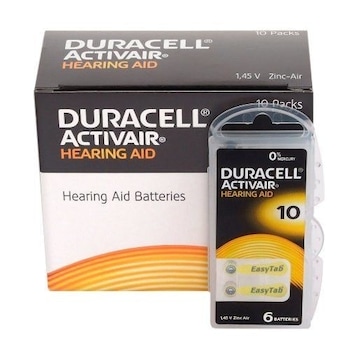 Set 60 baterii Duracell ZA 10 Zinc Aer pentru aparate auditive Set 60 baterii Duracell ZA 10 Zinc Aer pentru aparate auditive