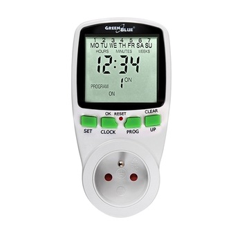 Priza programabila digitala GreenBlue GB105, 16 programe, alb Priza programabila digitala GreenBlue GB105, 16 programe, alb