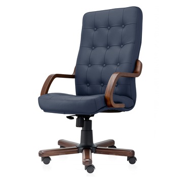 Scaun directorial de birou TRAFFIC CHAIRS POLO LEMN, piele naturala ALBASTRU, brate lemn masiv, baza din fier acoperit cu lemn, mecanism balans Scaun directorial de birou TRAFFIC CHAIRS POLO LEMN, piele naturala ALBASTRU, brate lemn masiv, baza din fier acoperit cu lemn, mecanism balans