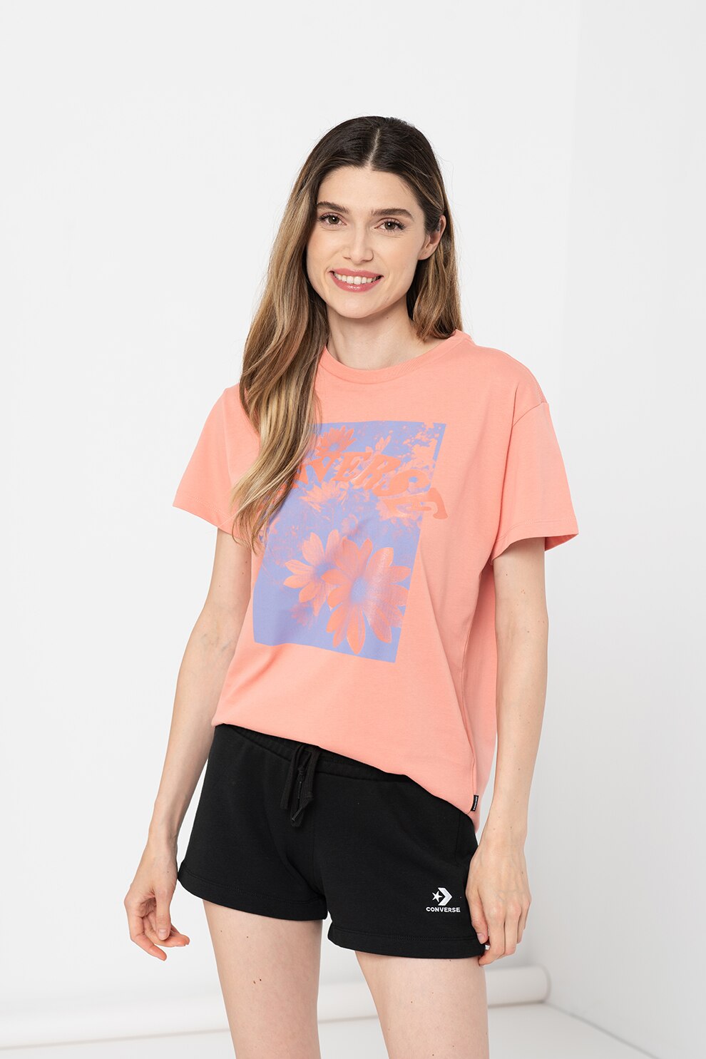 Converse, Tricou cu imprimeu Picture Perfect, Roz/Albastru