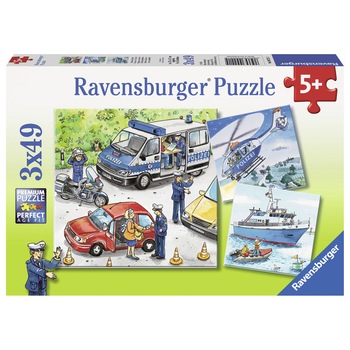 Puzzle Ravensburger - Politia in actiune. 3x49 piese Puzzle Ravensburger - Politia in actiune. 3x49 piese