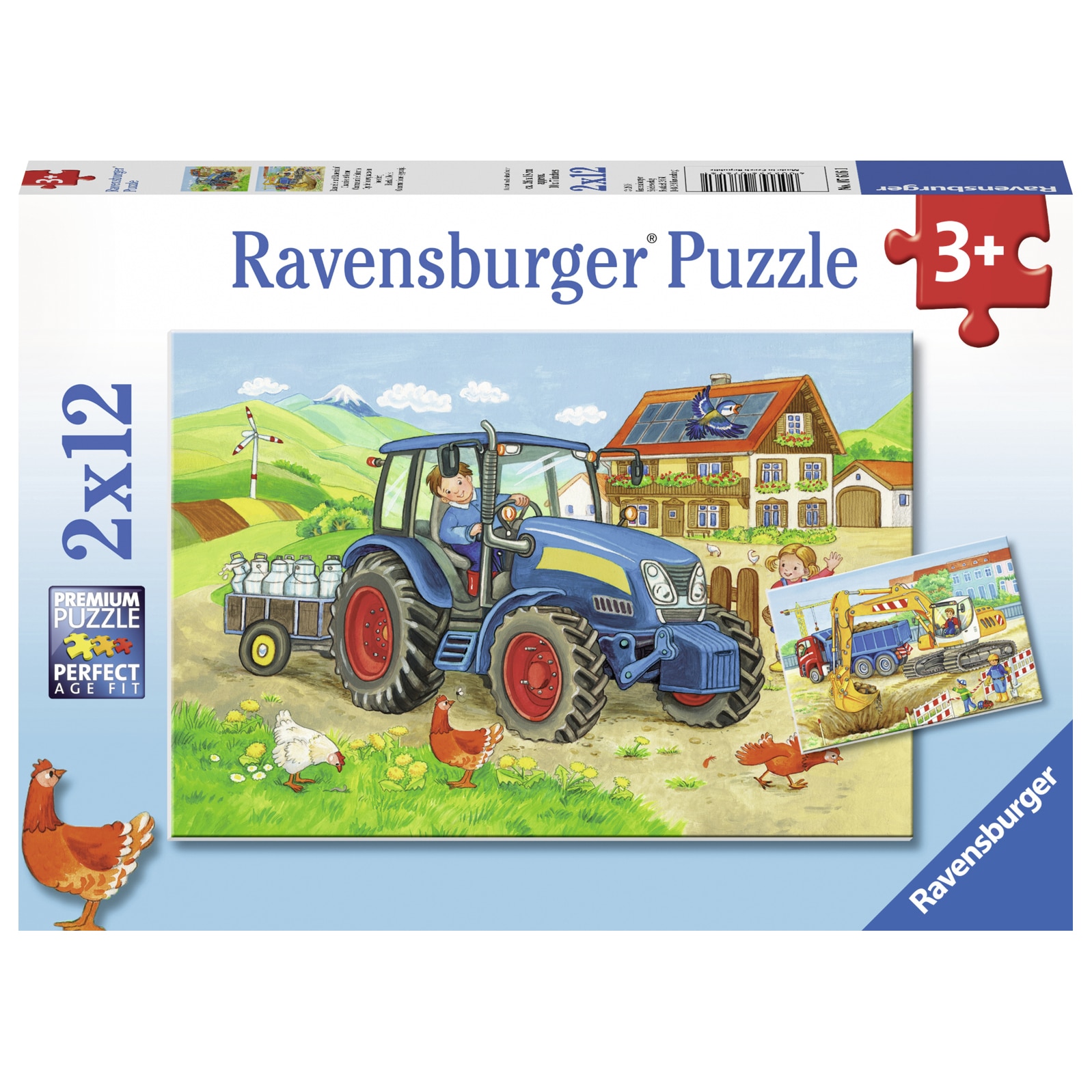 Puzzle Ravensburger - Santier constructii si ferma, 2x12 piese