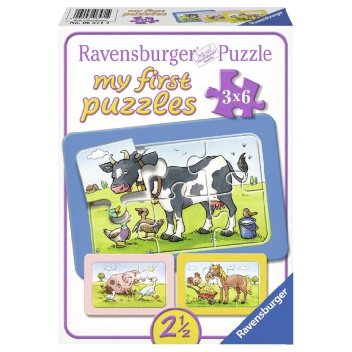 Пъзел Ravensburger My First Puzzles - Животни, 3х6 части
