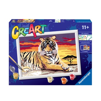 Set Ravensburger Creart, pictura pe numere - Tigru, 18x24 cm Set Ravensburger Creart, pictura pe numere - Tigru, 18x24 cm