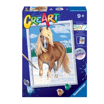 Set Ravensburger Creart Glitter, pictura pe numere - Cal, 18x24 cm Set Ravensburger Creart Glitter, pictura pe numere - Cal, 18x24 cm