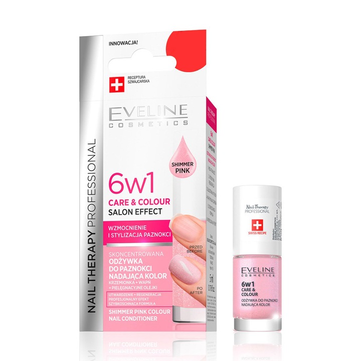 Tratament balsam de unghii Nail Therapy 6 in 1 Shimmer Pink