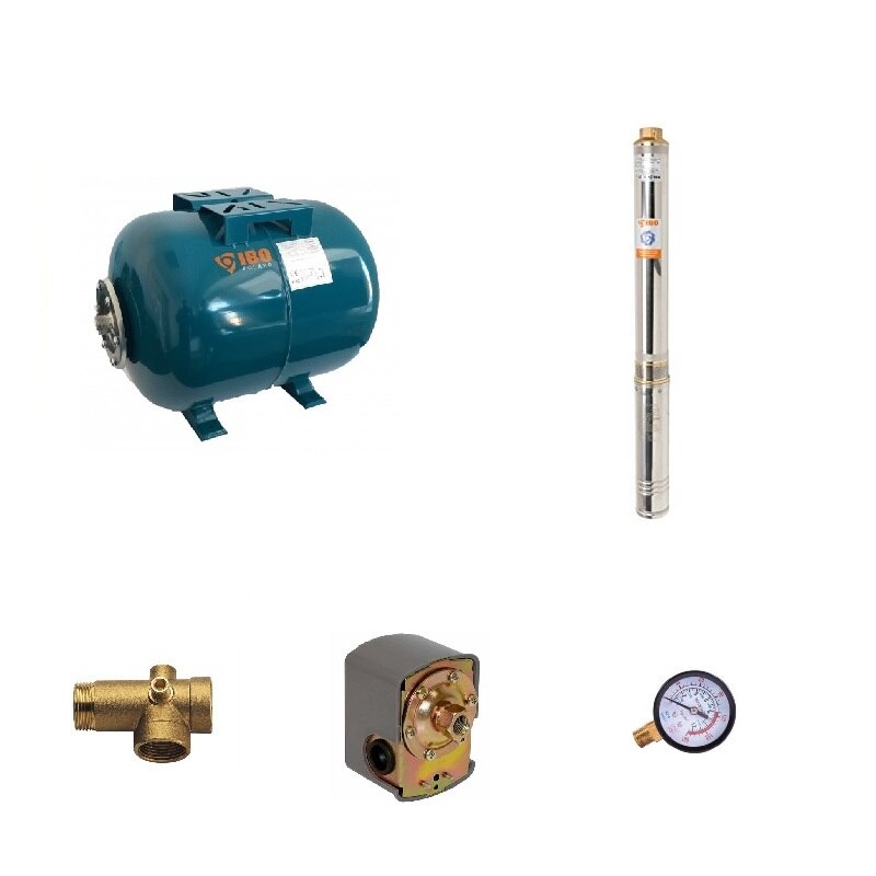 Sistem hidrofor, H85M, cu pompa 4SDm 2/12, 0.75kW, Vas expansiune 24 Litri, Presostat, Racord 5 cai, Manometru