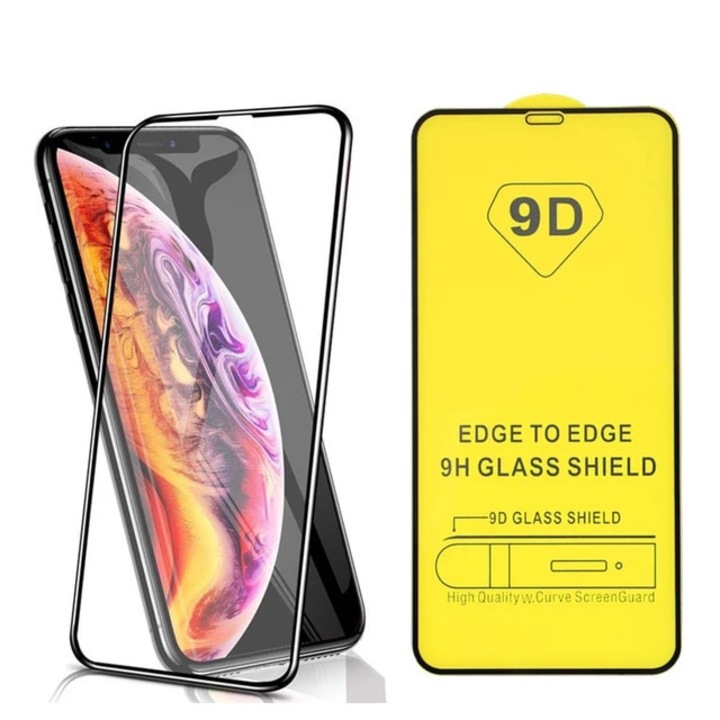BzStore védőfólia Apple iPhone 14 Plus készülékhez, Secure Glass, Full Face, Full Glue, 9D, Fekete