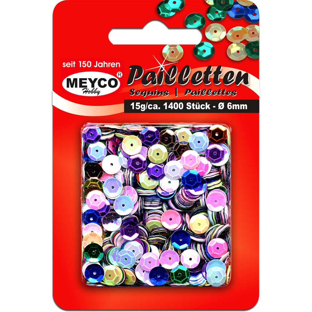 Set accesorii creatie, paiete hexagonale, Ø 6mm, 1400 buc, galben, aspect irizat, Meyco