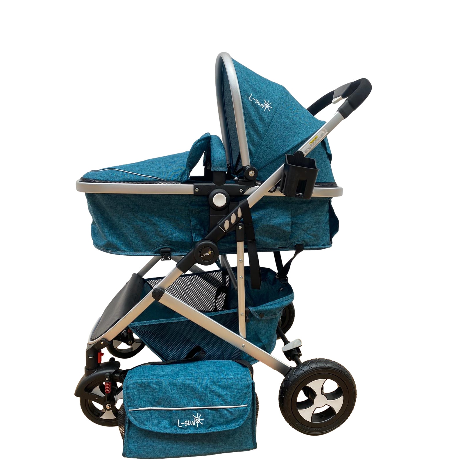 Carucior Beibei, 2 in 1 reversibil, transformabil landou-sport, Turquoise, Unitoys