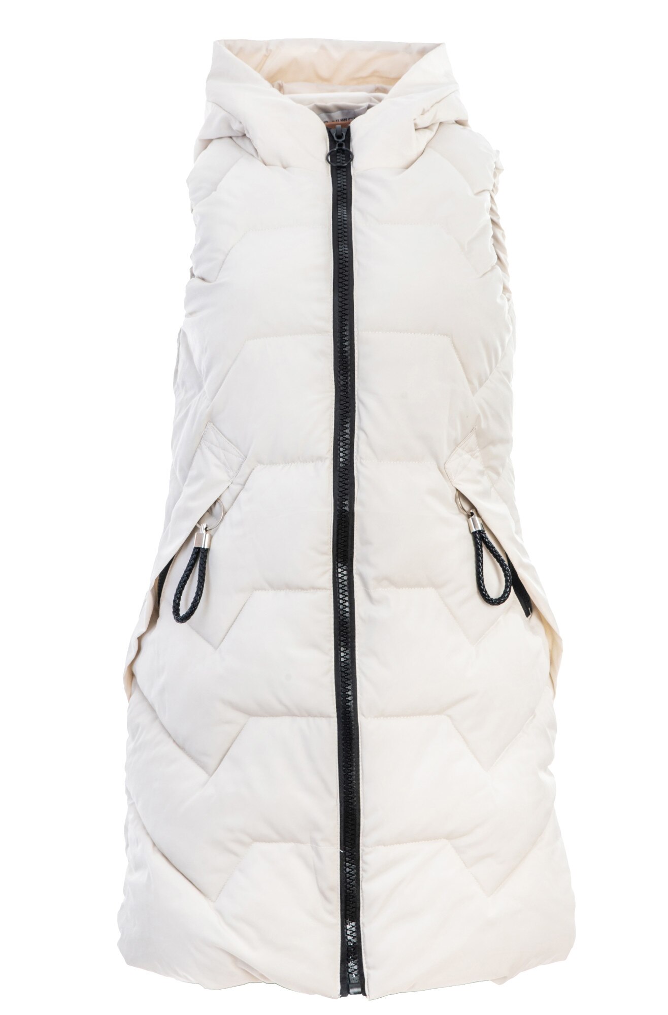 Vesta dama lunga cu gluga, Alb ivoire