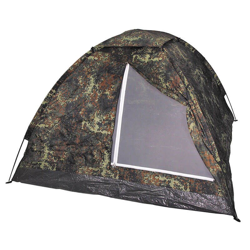 Cort camping MFH 3-PERSON TENT MONODOM, Poliester 190T/Fibra de sticla, Impermeabilitate 1500mm, 210x210x130cm, Verde army