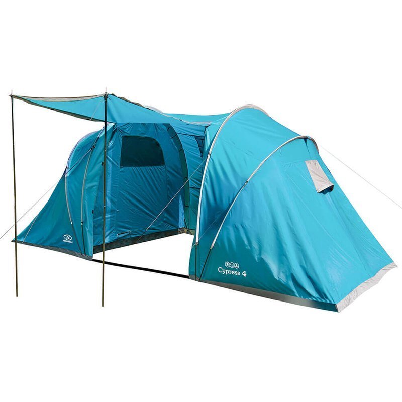 Cort camping HIGHLANDER 4-PERSON TENT CYPRESS, Poliester 190T/Poliatelina, Impermeabilitate 3000mm, 425x225x195cm, Albastru deschis