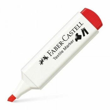 Marker Textil Rosu Faber-Castell, Varf Tesit 1-5 mm Marker Textil Rosu Faber-Castell, Varf Tesit 1-5 mm