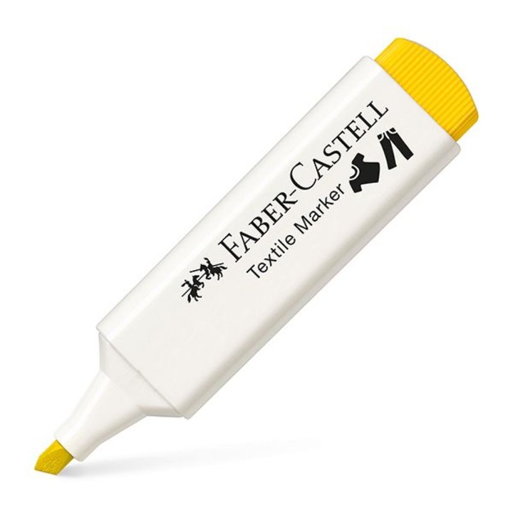 Жълт маркер за тъкани Faber-Castell, скосен връх 1-5 mm
