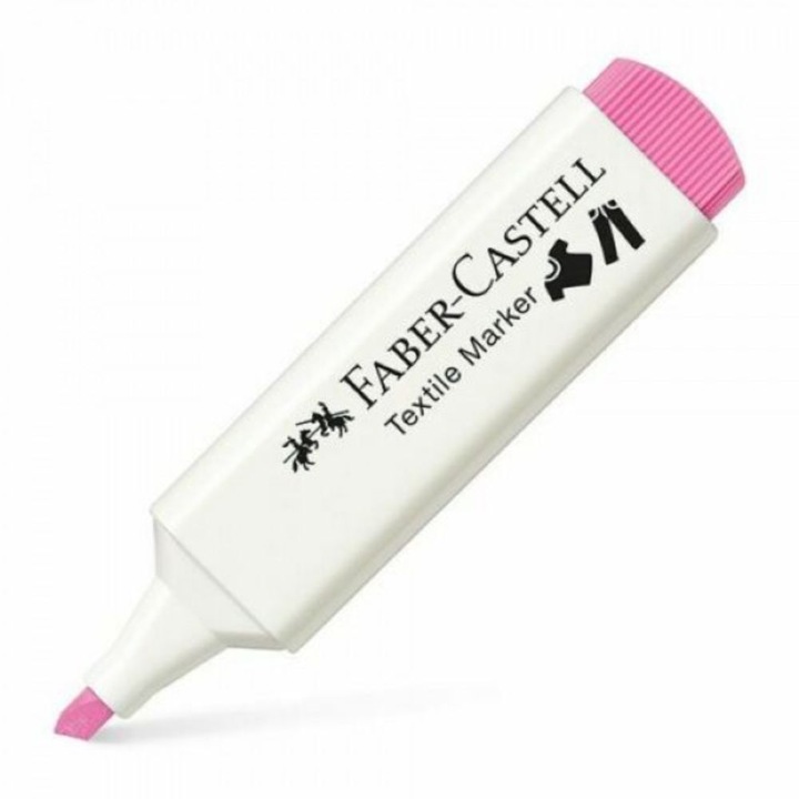 Розов текстилен маркер Faber-Castell, скосен връх 1-5 мм