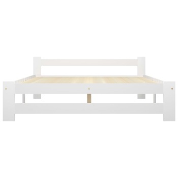 Cadru dublu de pat cu somiera, vidaXL, Lemn masiv de pin, 180 x 200 cm, Alb Cadru dublu de pat cu somiera, vidaXL, Lemn masiv de pin, 180 x 200 cm, Alb