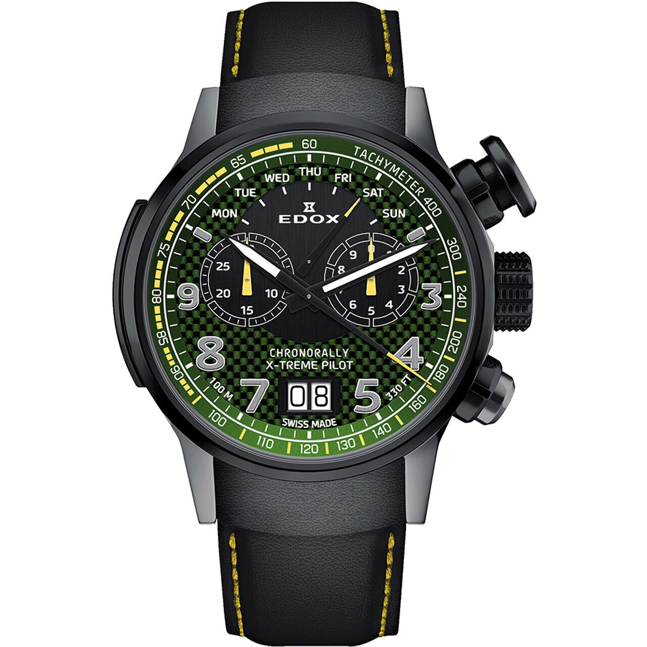 Ceas barbatesc Edox 38001-TINGN-V3, Quartz, 48mm, 10ATM, Negru