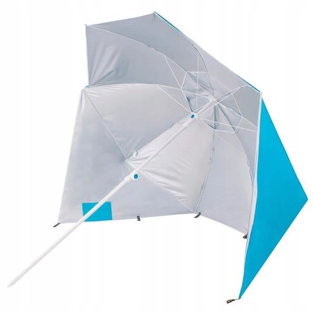 Umbrela tip cort de plaja XXL, cu 2 pereti laterali, BU14E, inaltime reglabila 140-220 cm, albastru