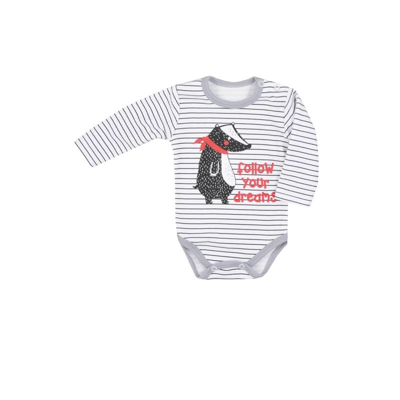 Body cu maneca lunga pentru copii Koala Borsuk 07-555G, Gri 53909